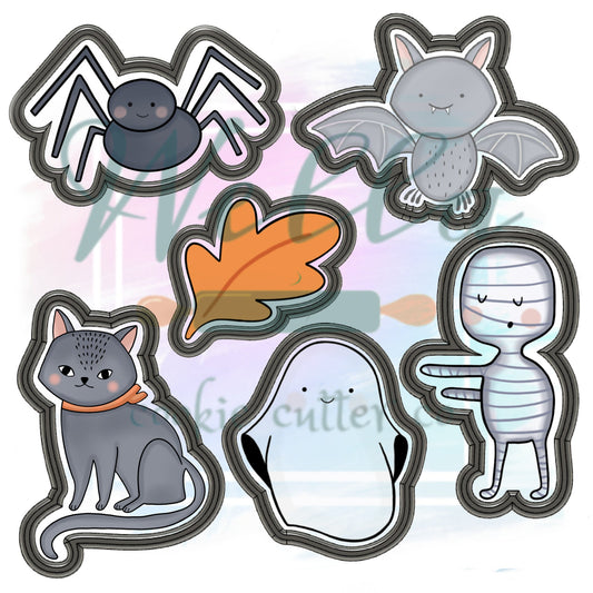 Halloween Set Cookie Cutters, Mummy Cookie Cutter, Spider Cookie Cutter, Ghost Cookie Cutter, Cat Cookie Cutter, Halloween Cookie Cutter Set