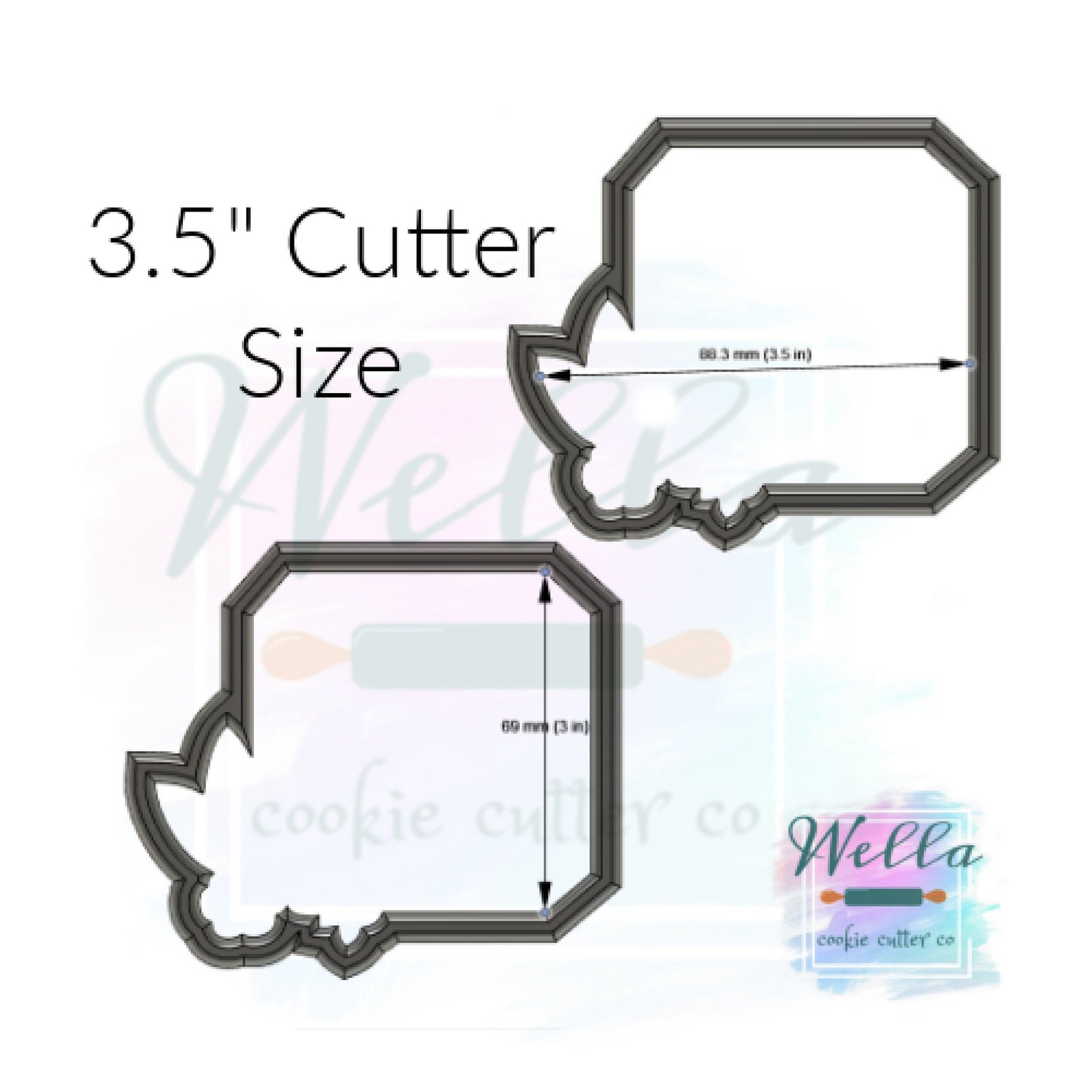Floral Square Plaque Cookie Cutter