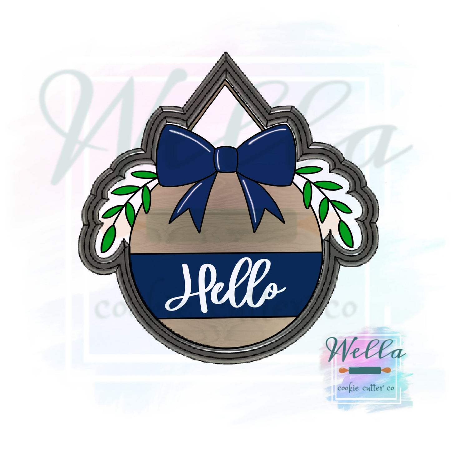 Round Door Hanger with Bow Cookie Cutter, Wood Hanging Sign, Front Door Hanger Cookie Cutter