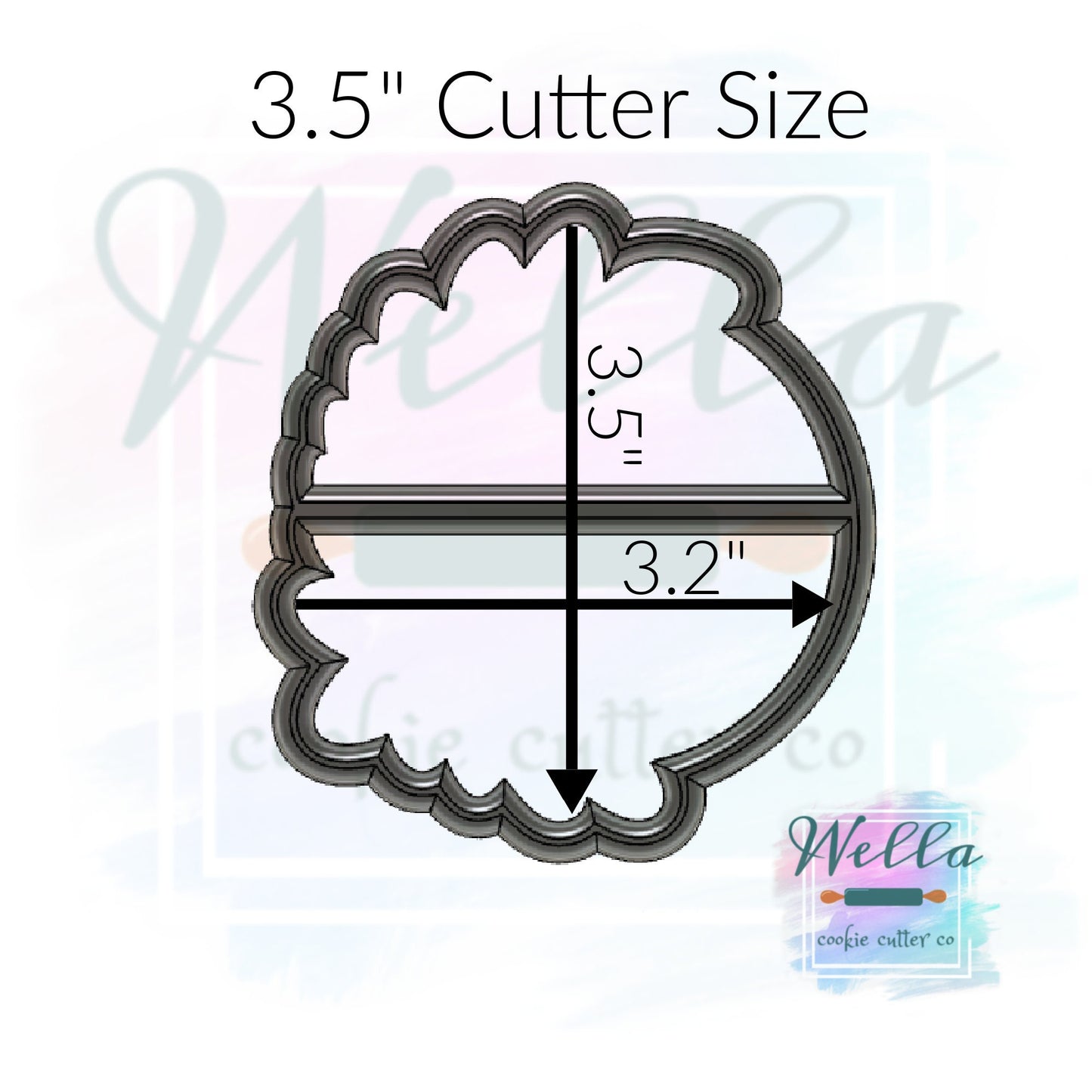 Floral Round Plaque Cookie Cutter, Circle with Greenery, Flowered Round Plaque Cookie Cutter