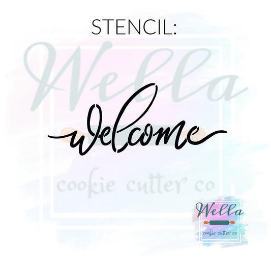 Welcome Mat Rectangle Cookie Cutter with Optional Stencil