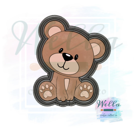 Bear Cookie Cutter with Optional Stencil, Baby Bear Cookie Cutter