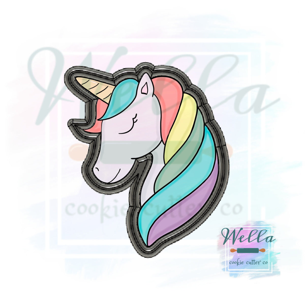 Unicorn Head Cookie Cutter with Optional Stencil