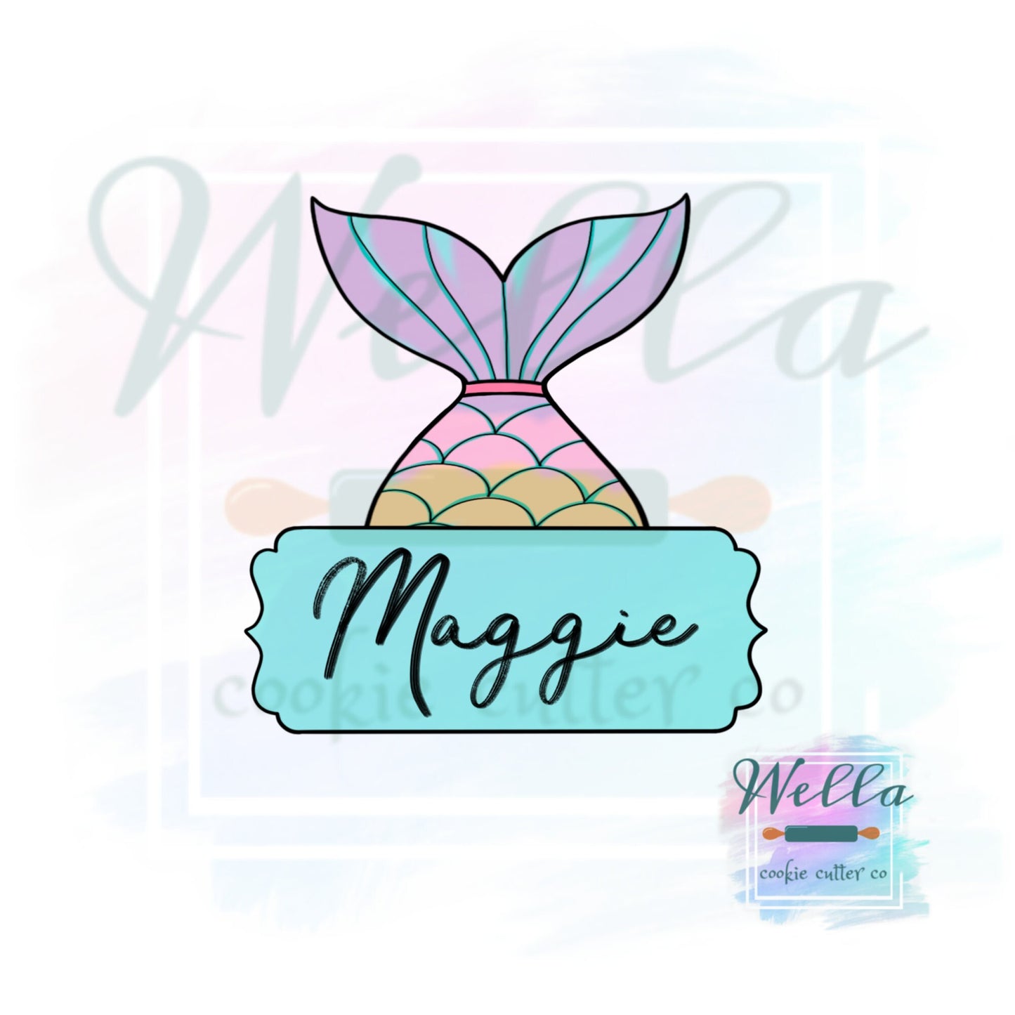 Mermaid Tail Plaque Cookie Cutter