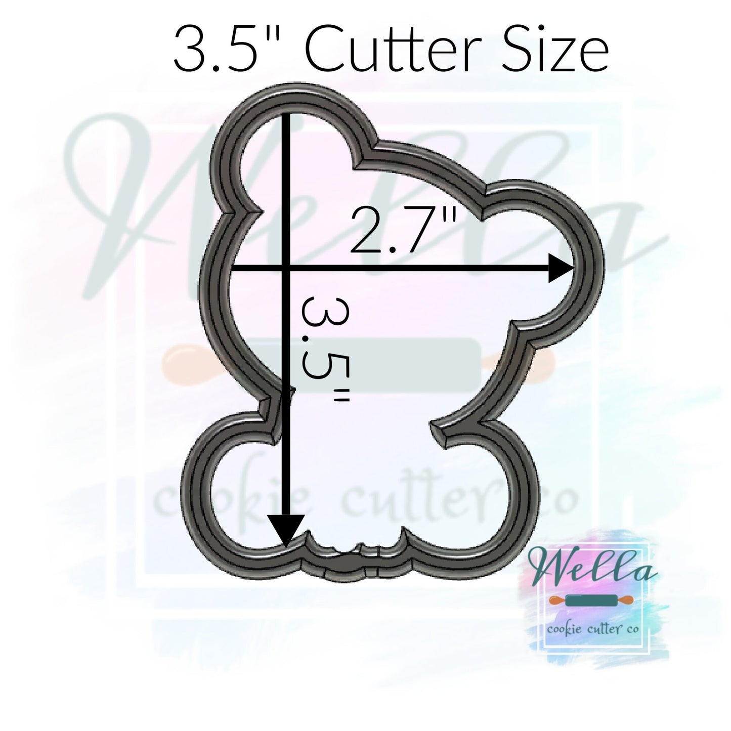 Bear Cookie Cutter with Optional Stencil, Baby Bear Cookie Cutter