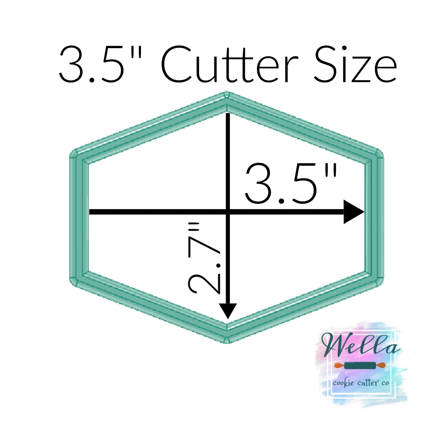 Stretched Long Hexagon #2 Cookie Cutter, Plaque Cookie Cutter