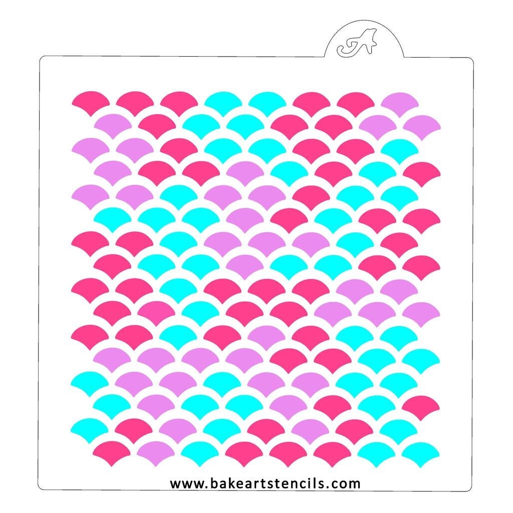 3 Part Mermaid Scales Stencil, Scales Cookie Stencil, Mermaid Background Stencil, 3 Piece Stencil