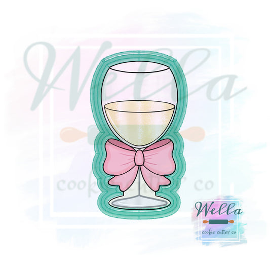 Wine Glass with Bow Cookie Cutter, Champagne Glass Cookie Cutter, Glass Cookie Cutter