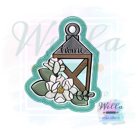 Lantern with Magnolia Cookie Cutter, Floral Lantern Cookie Cutter, Lantern Cookie Cutter, Rustic Wedding Cookie Cutter, Fall Cutter