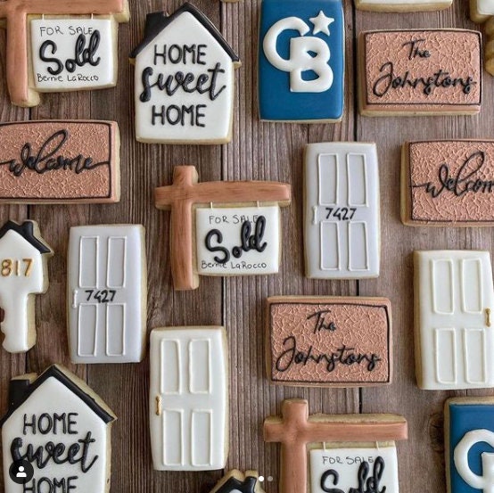 Housewarming Cookie Cutter Set with Optional Stencils, Realtor Cookie Cutter Set