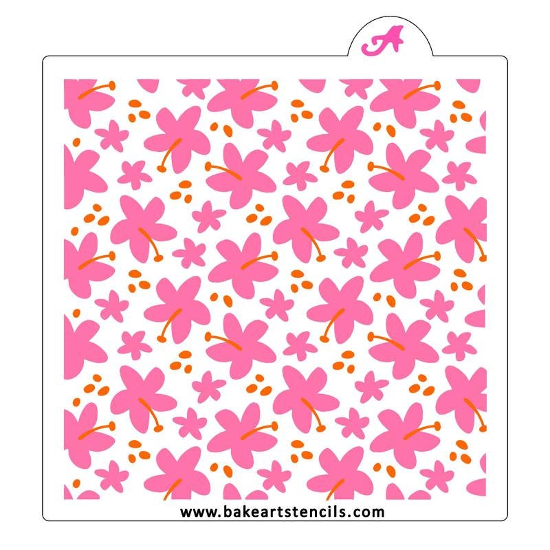 Pop Flowers Pattern 2 Piece Stencil Set, Tropical Flowers Stencil, 2 Piece Stencil, Tropical Cookie Stencil