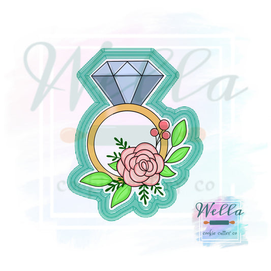 Floral Ring Cookie Cutter, Wedding Ring Cookie Cutter, Ring Cookie Cutter, Ring Floral