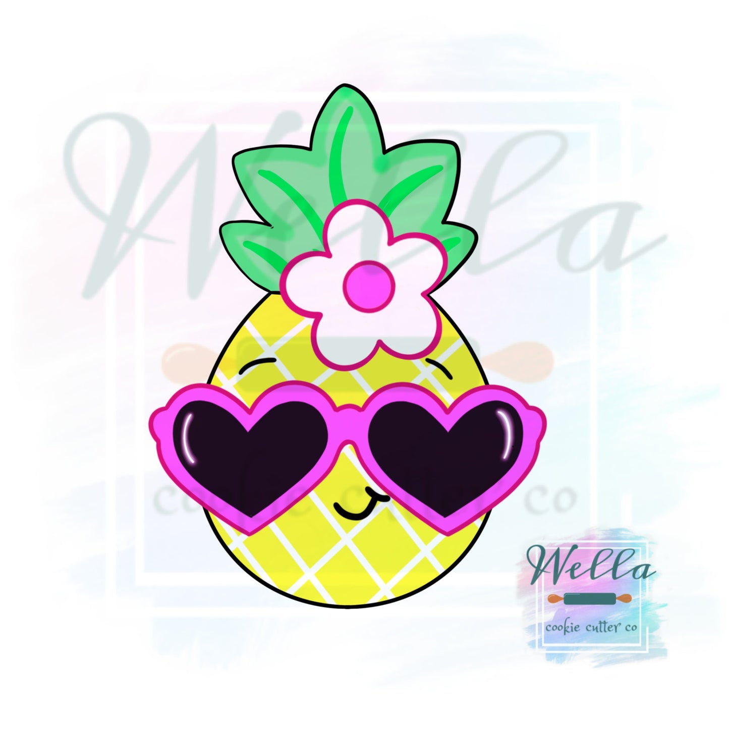 Pineapple with Heart Sunglasses Cookie Cutter