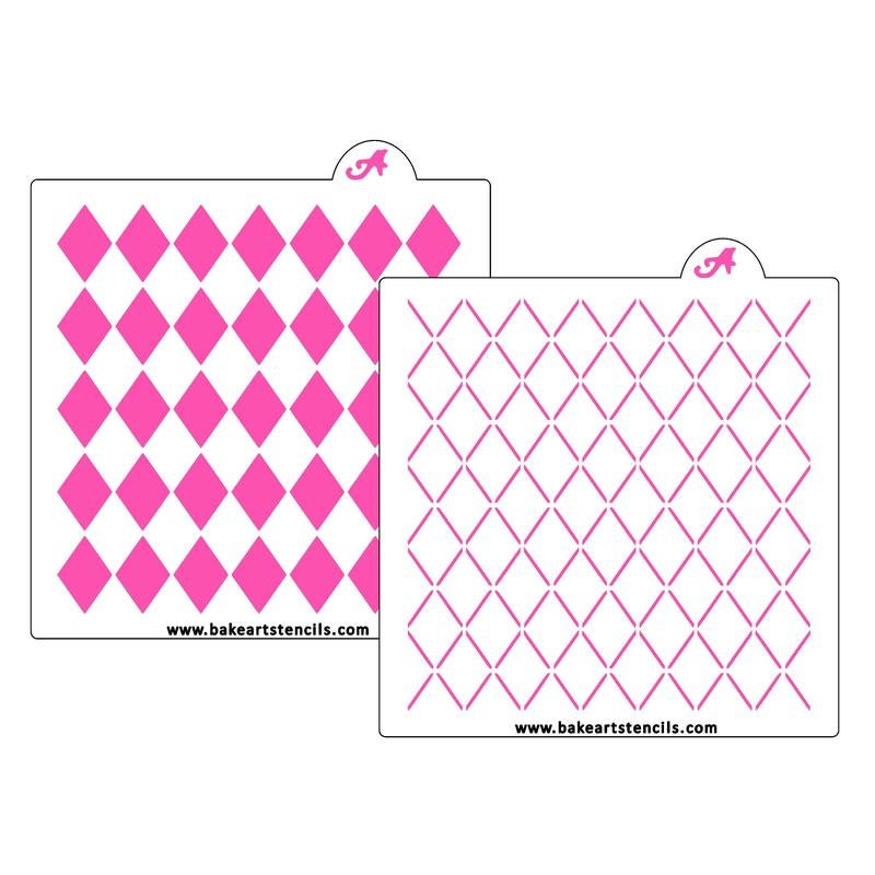 Argyle Pattern Cookie Stencil Set, Argyle Background Stencil, Golf Cookie Stencil