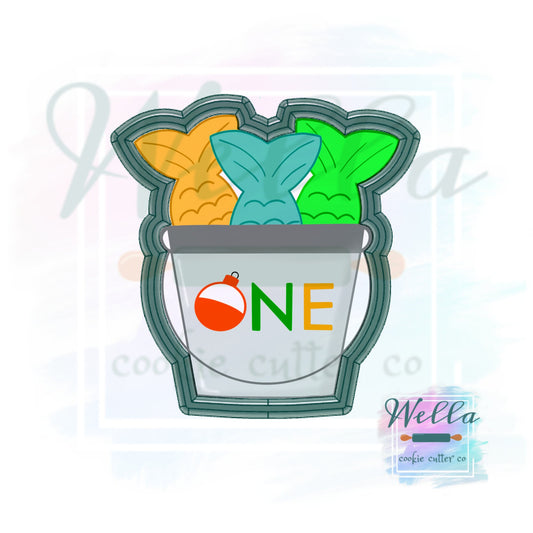 Fish Tails in Bucket Cookie Cutter, Fishing Cookie Cutter, Fish in Bucket Cutter