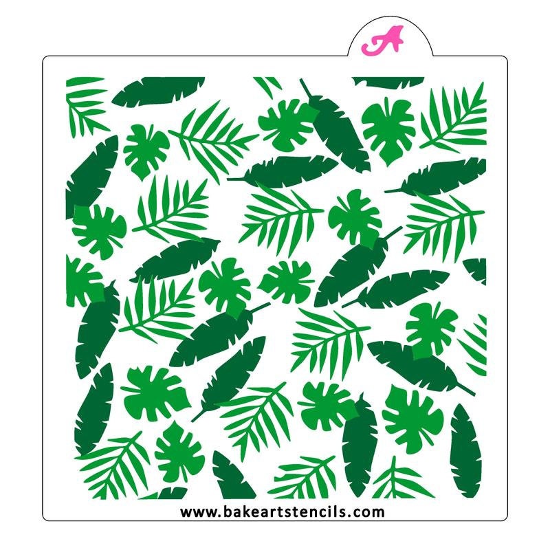 Jungle Burst 2 Piece Stencil Set, Jungle Leaves Background Stencil, Jungle Leaves Stencil, Tropical Leaves Stencil