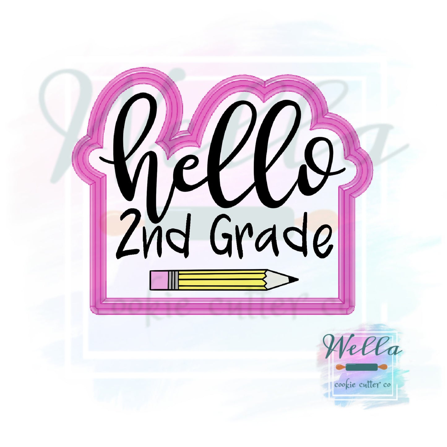 hello Plaque Cookie Cutter with Optional Stencil