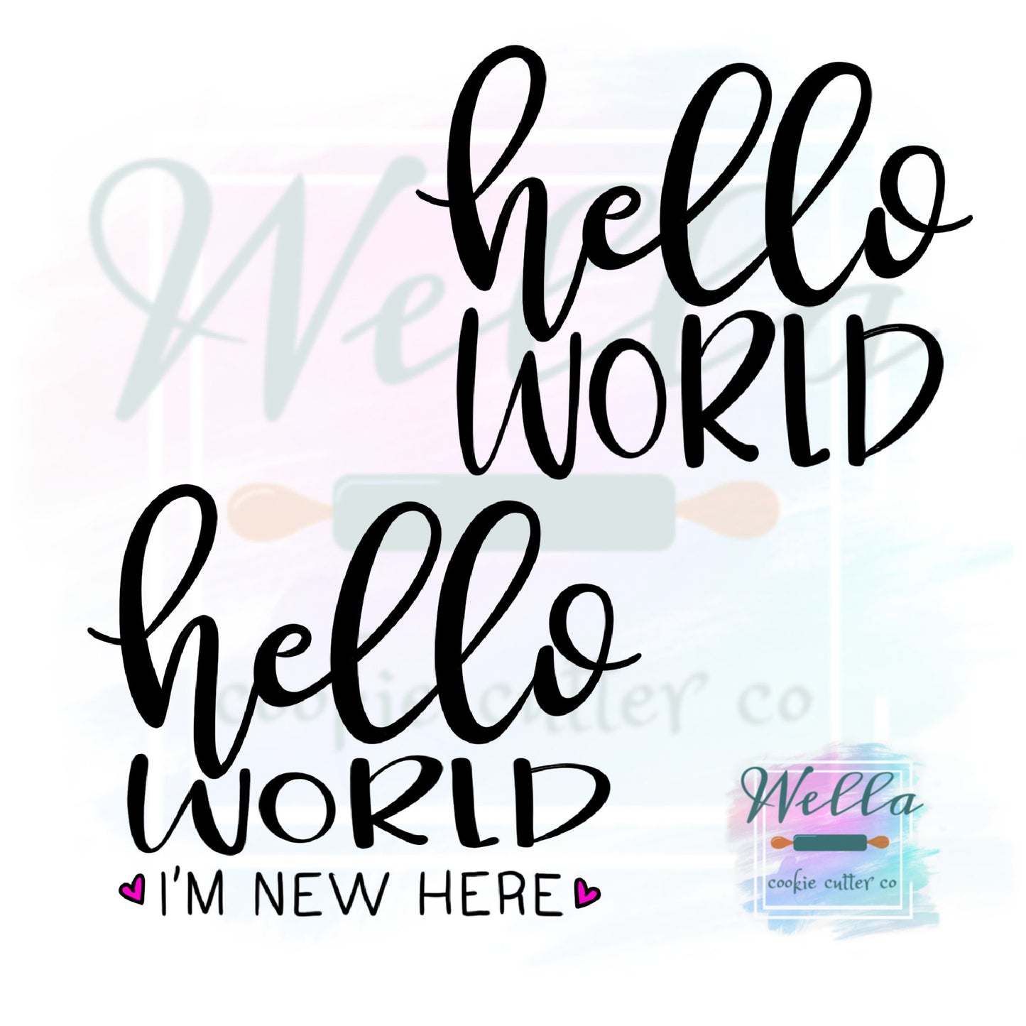 hello Plaque Cookie Cutter with Optional Stencil