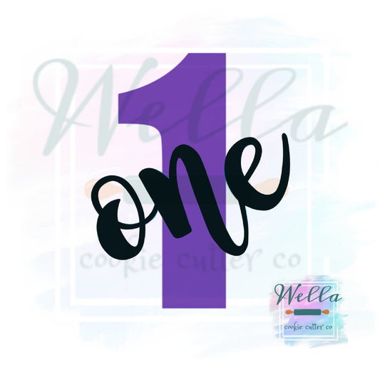 Number One with Text Cookie Cutter, First Birthday Cookie Cutter, Number 1 Cutter with Text