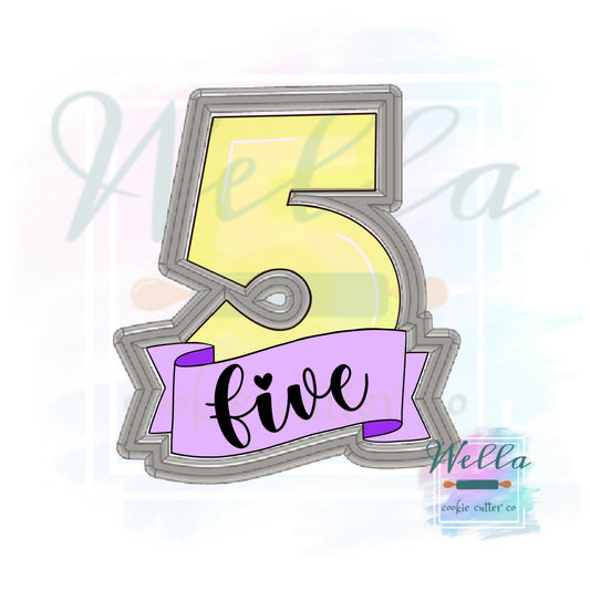 Number Five with Banner Cookie Cutter