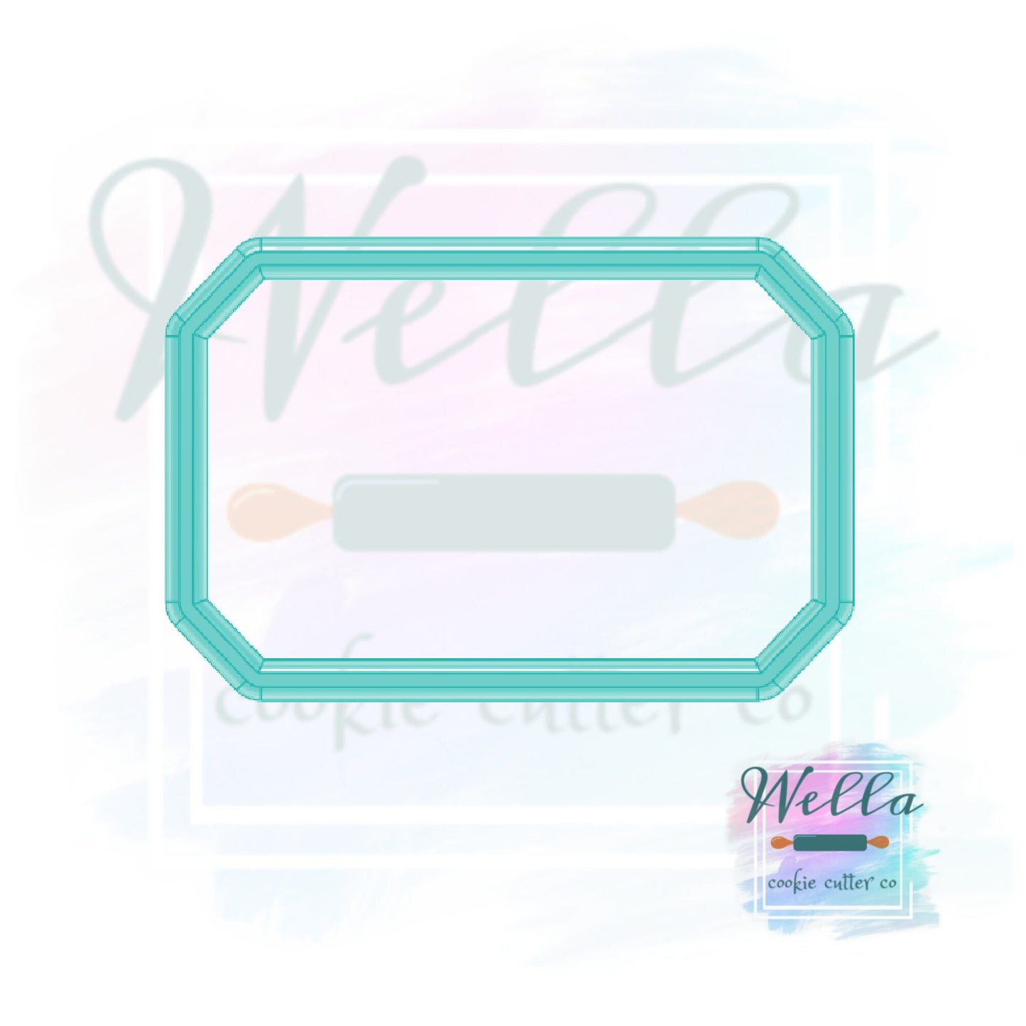 Rectangle Plaque with Cut Corners Cookie Cutter, Rectangle Cookie Cutter, Plaque Cut Corners Cookie Cutter