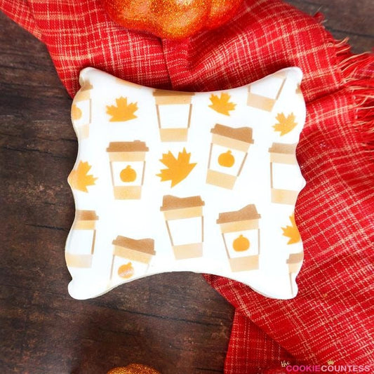 Latte Cups 3 Piece Stencil Set, Latte Cookie Stencil, Fall Background Cookie Stencil, Autumn Cookie Decorating Stencils, Fall Stencil