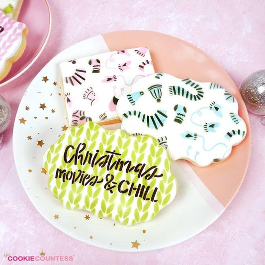 Mittens, Scarves and Hats 2 Piece Stencil Set, Winter Cookie Stencil, Winter Background Cookie Stencil, Scarves Stencil, Christmas Stencil