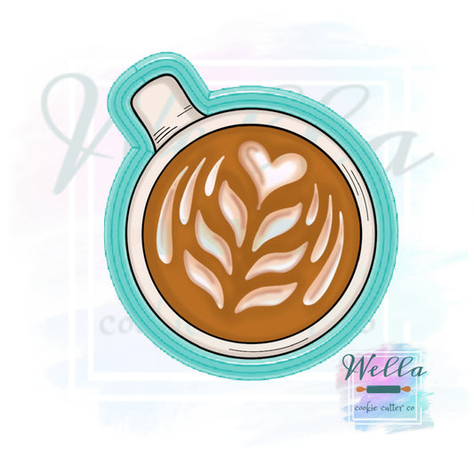 Coffee Cup Top View Cookie Cutter, Coffee Milk Design Cup Cookie Cutter, Coffee Cup Cookie Cutter, Cappuccino Cookie Cutter