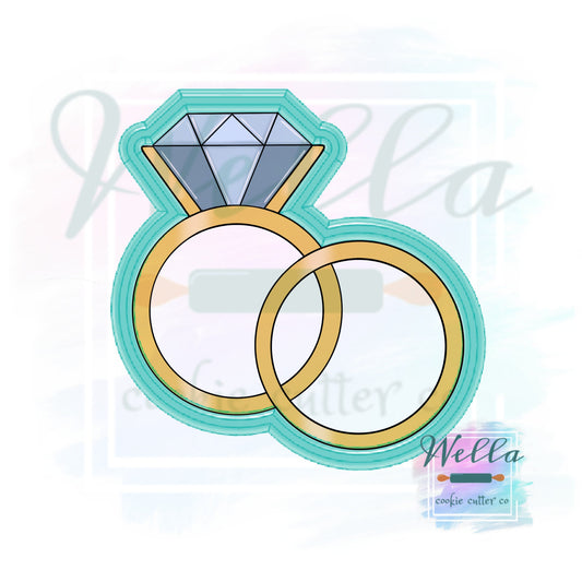 Wedding Rings Cookie Cutter, His and Hers Cookie Cutter, Ring Cookie Cutter, Mr and Mrs Ring Cookie Cutter
