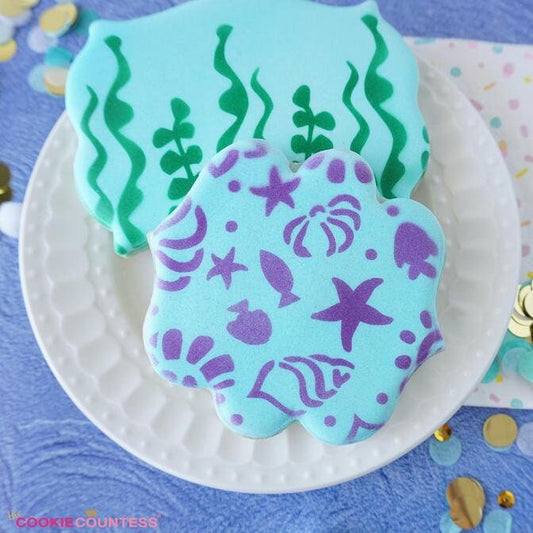 Seaweed Stencil, Cookie Decorating Stencil, Seaweed Background Stencil, Beach Stencil, Mermaid Stencil, Ocean Stencil