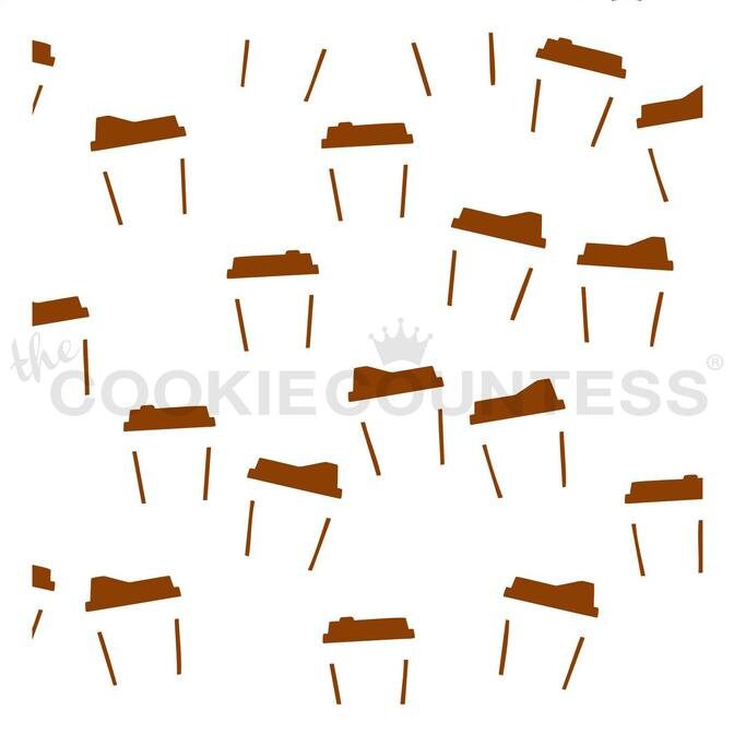 Latte Cups 3 Piece Stencil Set, Latte Cookie Stencil, Fall Background Cookie Stencil, Autumn Cookie Decorating Stencils, Fall Stencil