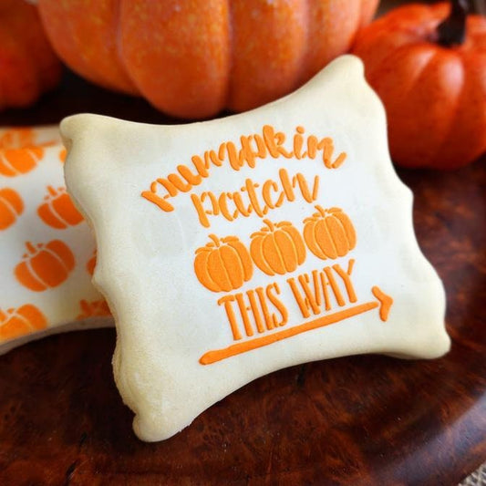 Pumpkin Patch this Way Stencil, Pumpkin Cookie Stencil, Fall Cookie Stencil, Autumn Cookie Decorating Stencils, Fall Stencil