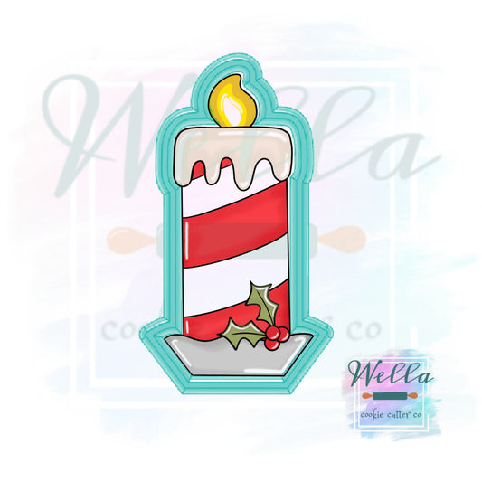 Vintage Candle on Tin Plate Cookie Cutter