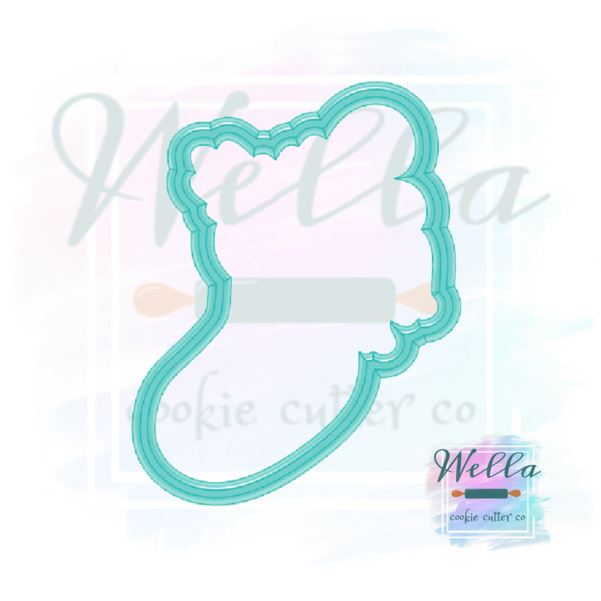 Christmas Stocking Cookie Cutter, Stocking with Holly and Candy Cane Cookie Cutter, Stuffed Stocking Cookie Cutter
