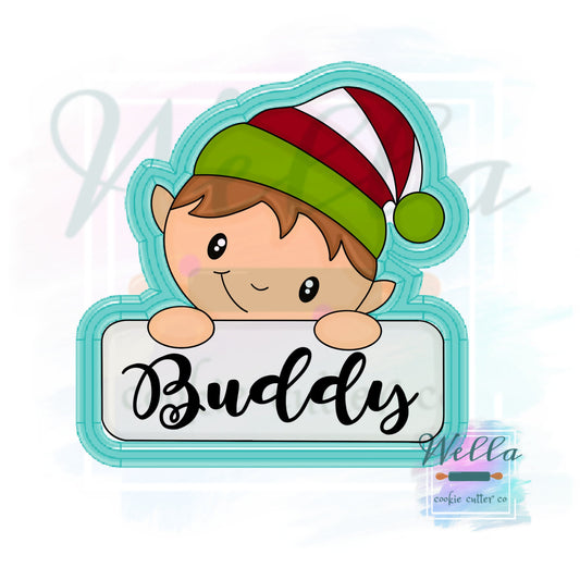 Elf Name Plaque Cookie Cutter with Optional Stencil Guide, Elf Cookie Cutter, I'm Back Cookie Cutter, Christmas Elf Cutter