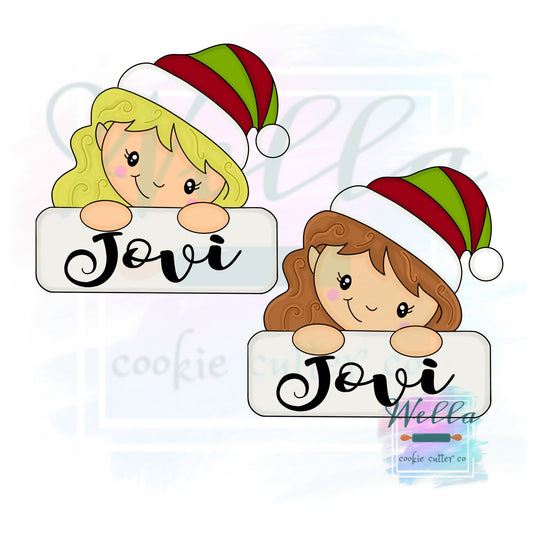 Elf Name Plaque Cookie Cutter with Optional Stencil Guide, Elf Cookie Cutter, I'm Back Cookie Cutter, Christmas Elf Cutter