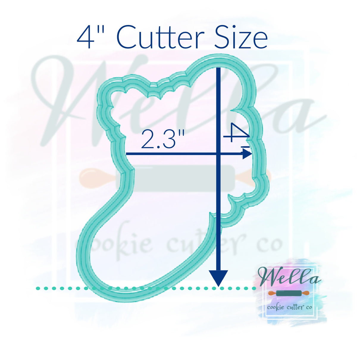 Christmas Stocking Cookie Cutter, Stocking with Holly and Candy Cane Cookie Cutter, Stuffed Stocking Cookie Cutter