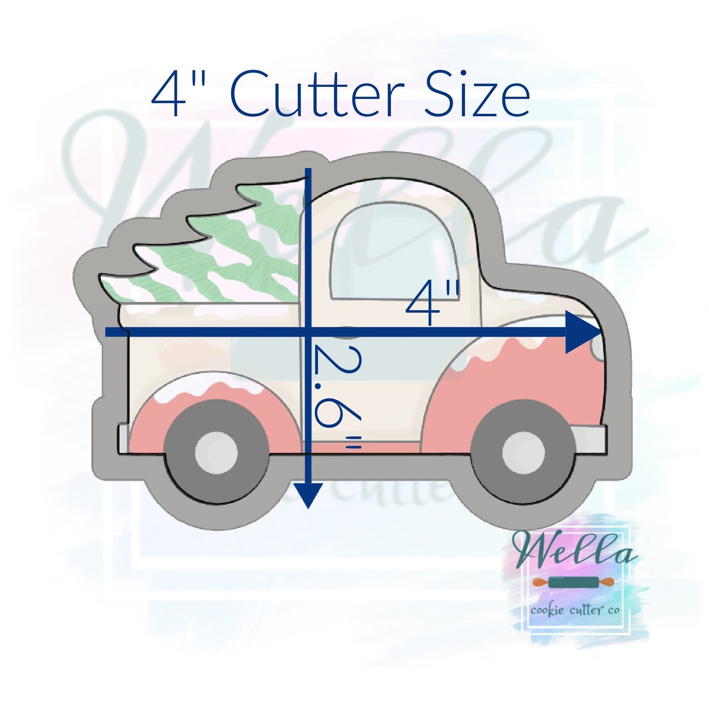Christmas Tree Truck Cookie Cutter with Optional Stencil Guide