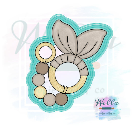 Baby Teether with Beads Cookie Cutter, Baby Cookie Cutter, Boho Baby Teether Cookie Cutter