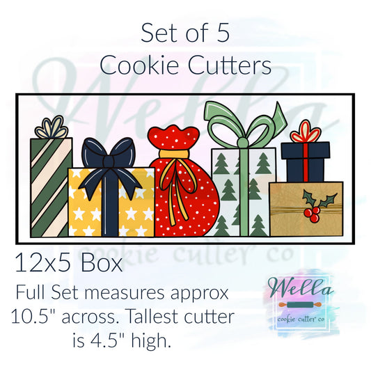 Present Cookie Cutter Set - Set of 5 Cutters, Christmas Present Cookie Cutter Set, Birthday Present Cookie Cutters