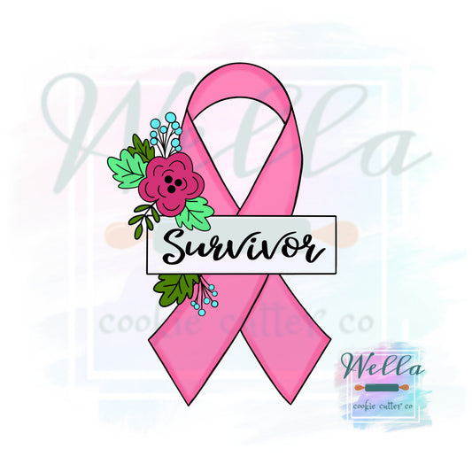Floral Cancer Ribbon with Plaque, Cancer Ribbon