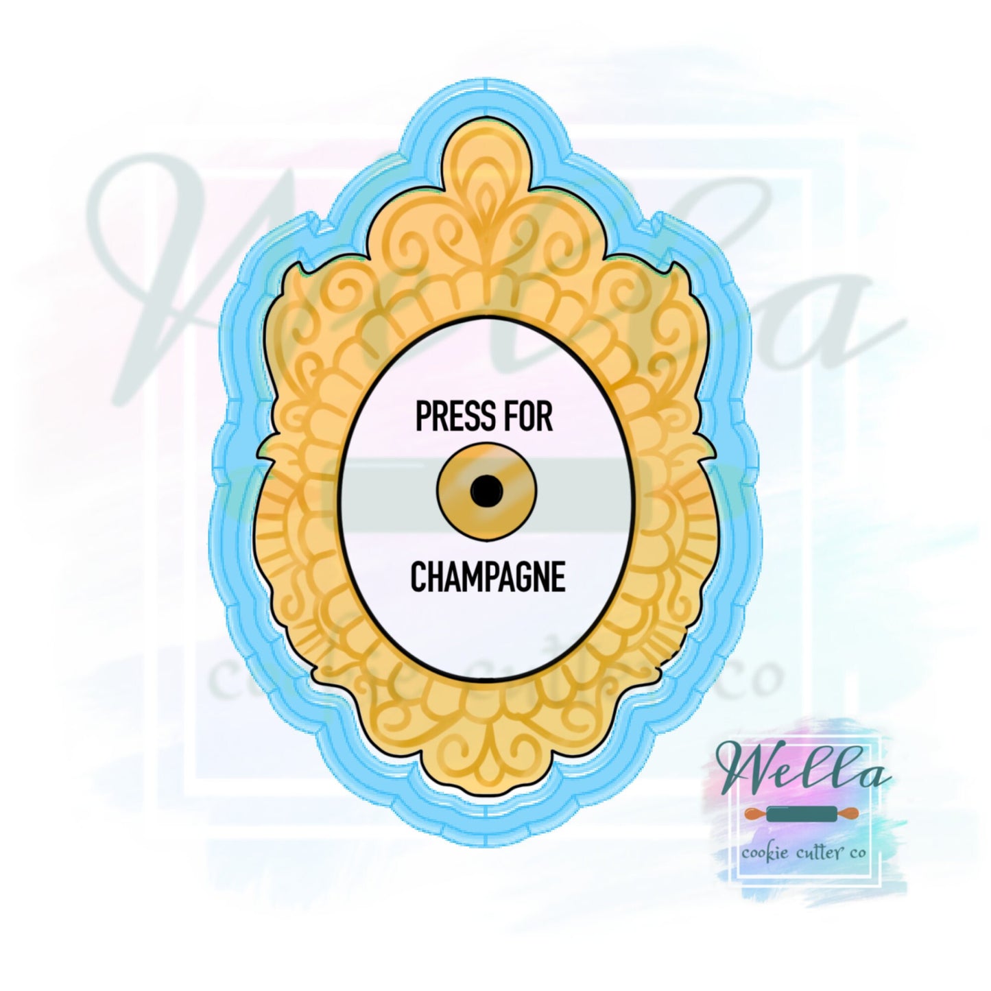 Press for Champagne Cookie Cutter, Vintage Mirror Cookie Cutter