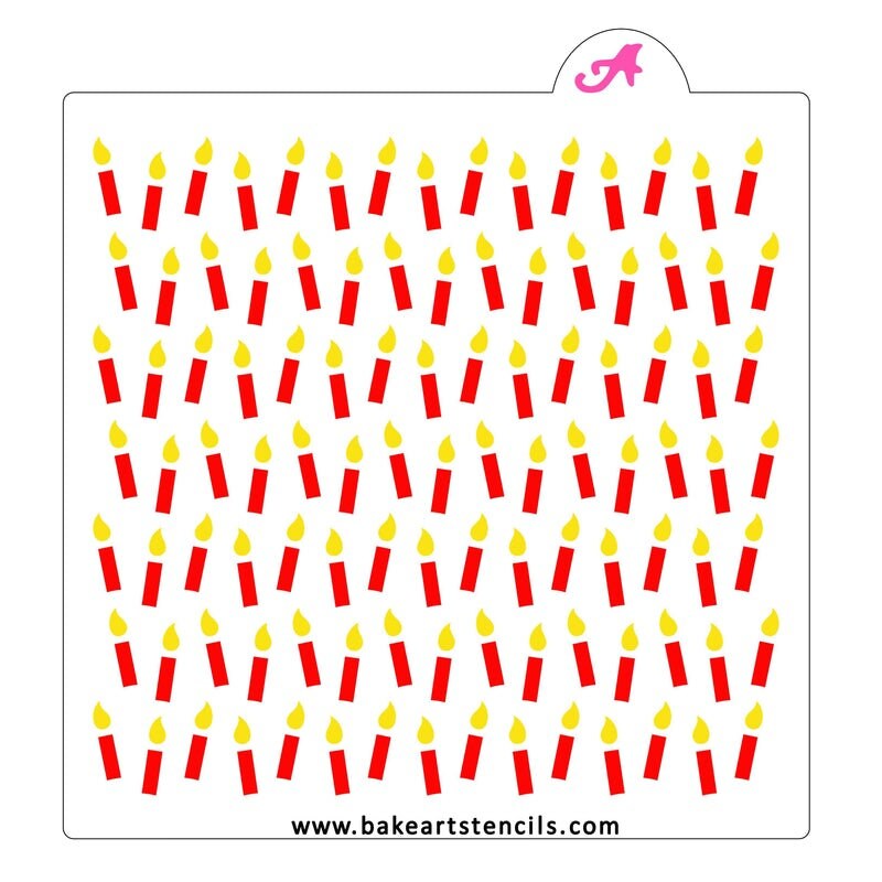 Birthday Candles Cookie Stencil Set - 2 Pieces, Candles Background Stencil, Birthday Cookie Stencil