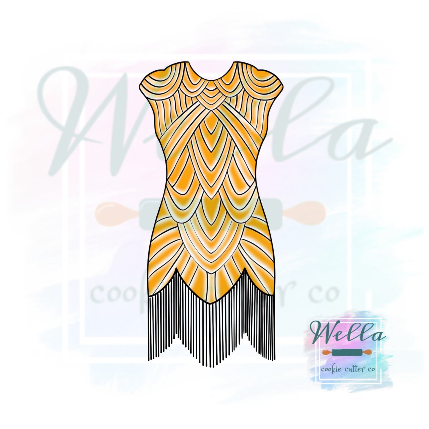 Flapper Dress Cookie Cutter, Dress with Fringe Cookie Cutter, Dress Cookie Cutter