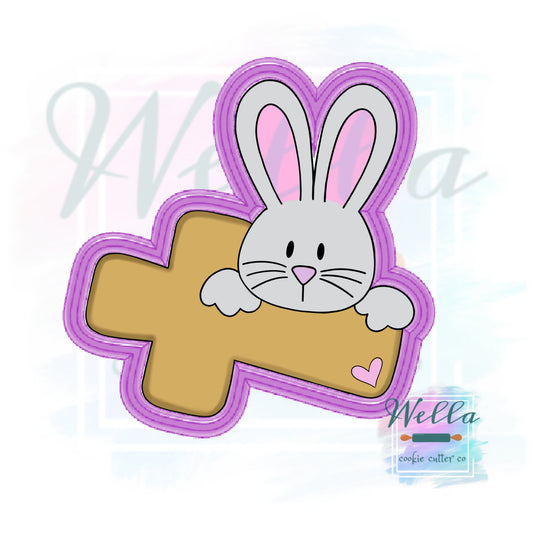 Bunny Holding Cross Cookie Cutter, Easter Cookie Cutter