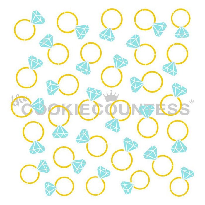 2 piece Diamond Rings Stencil, Wedding Cookie Stencil, Bridal Cookie Stencil