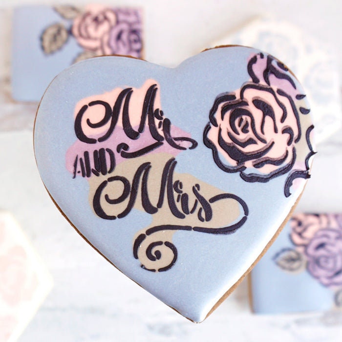 Mr & Mrs Handwritten Stencil, Cookie Stencil