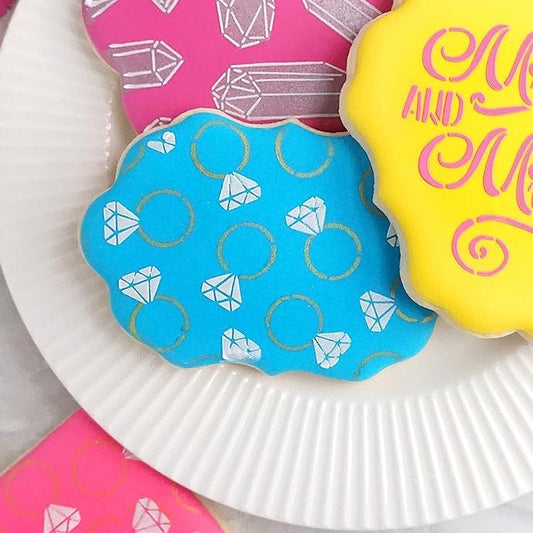 2 piece Diamond Rings Stencil, Wedding Cookie Stencil, Bridal Cookie Stencil