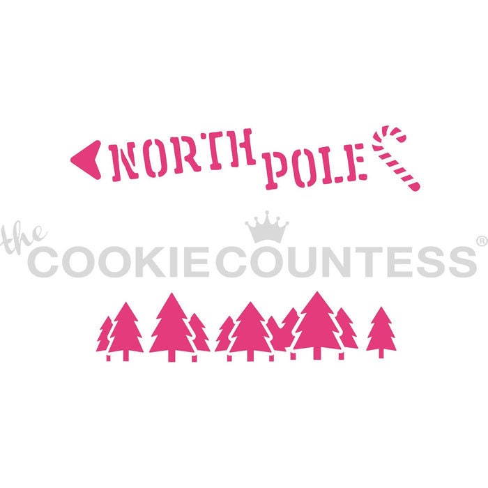 North Pole Sign - Cookie Stick Stencil, Cookie Stencil