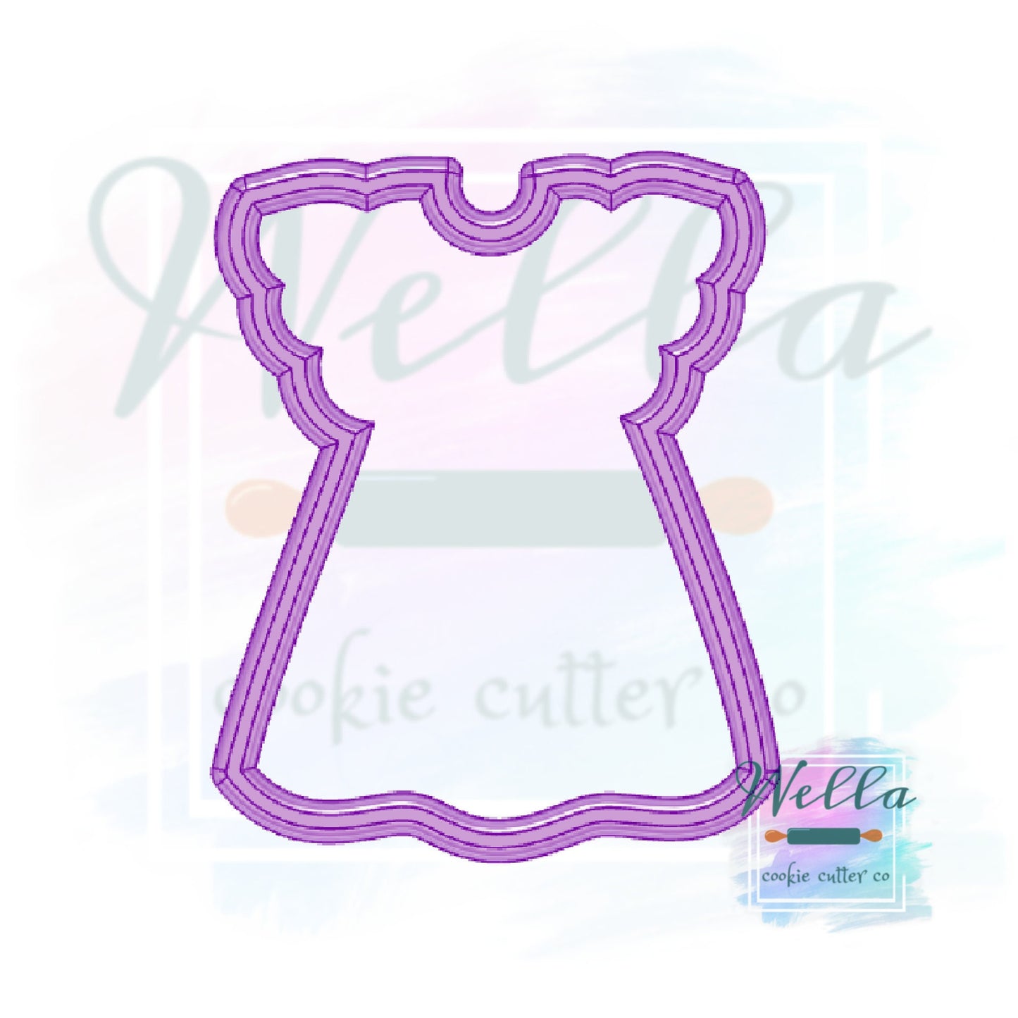 Dress with Ruffled Sleeves Cookie Cutter, Little Girl Dress Cookie Cutter
